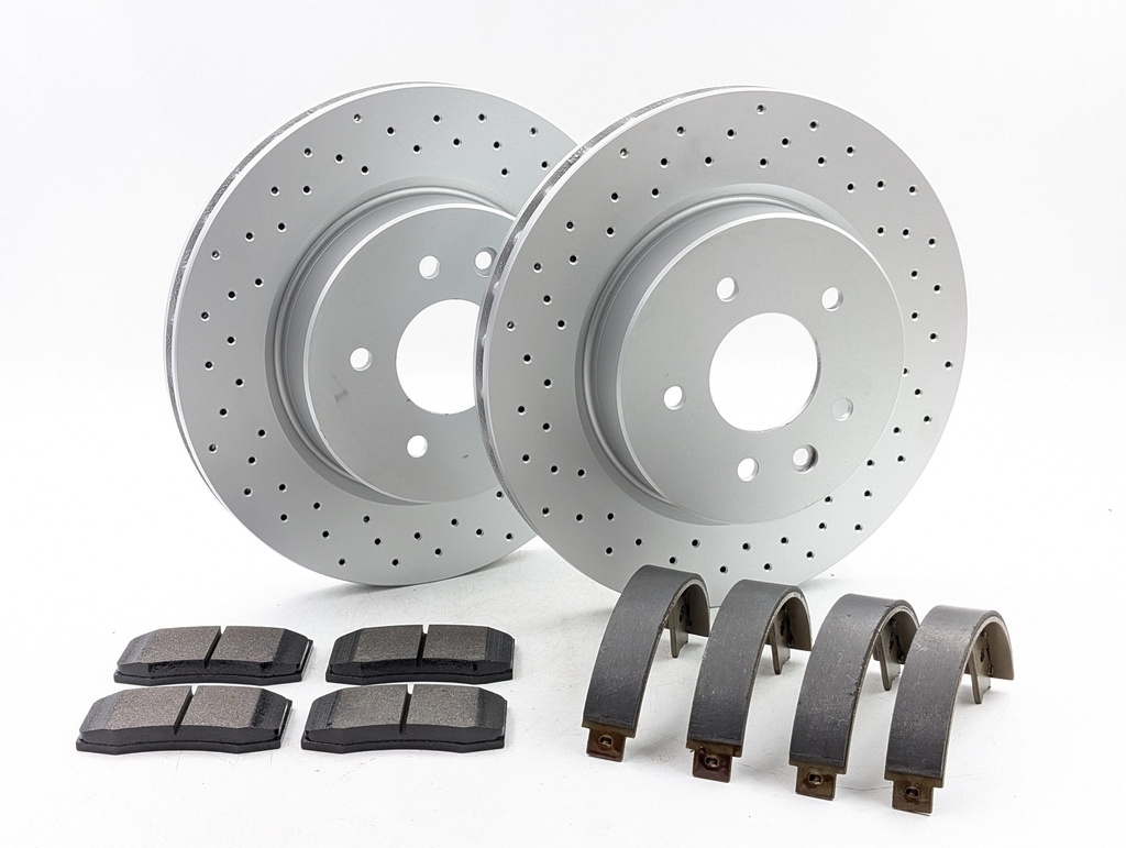 REAR BREMBO BRAKE DISC, PADS AND HANDBRAKE SHOES XKR XJR 330MM