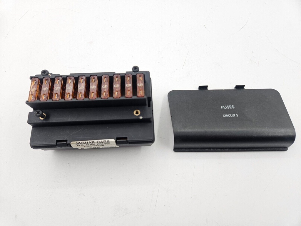 CUBBY FUSE BOX JAGUAR XJ40 GLOVE BOX FUSEBOX BLACK PLASTIC HOUSING WIRE COVER