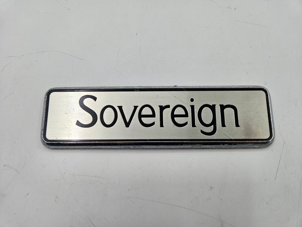 JAGUAR XJ40 LATE S3 SOVEREIGN BOOT LID REAR TAILGATE BADGE EMBLEM METAL PLATE