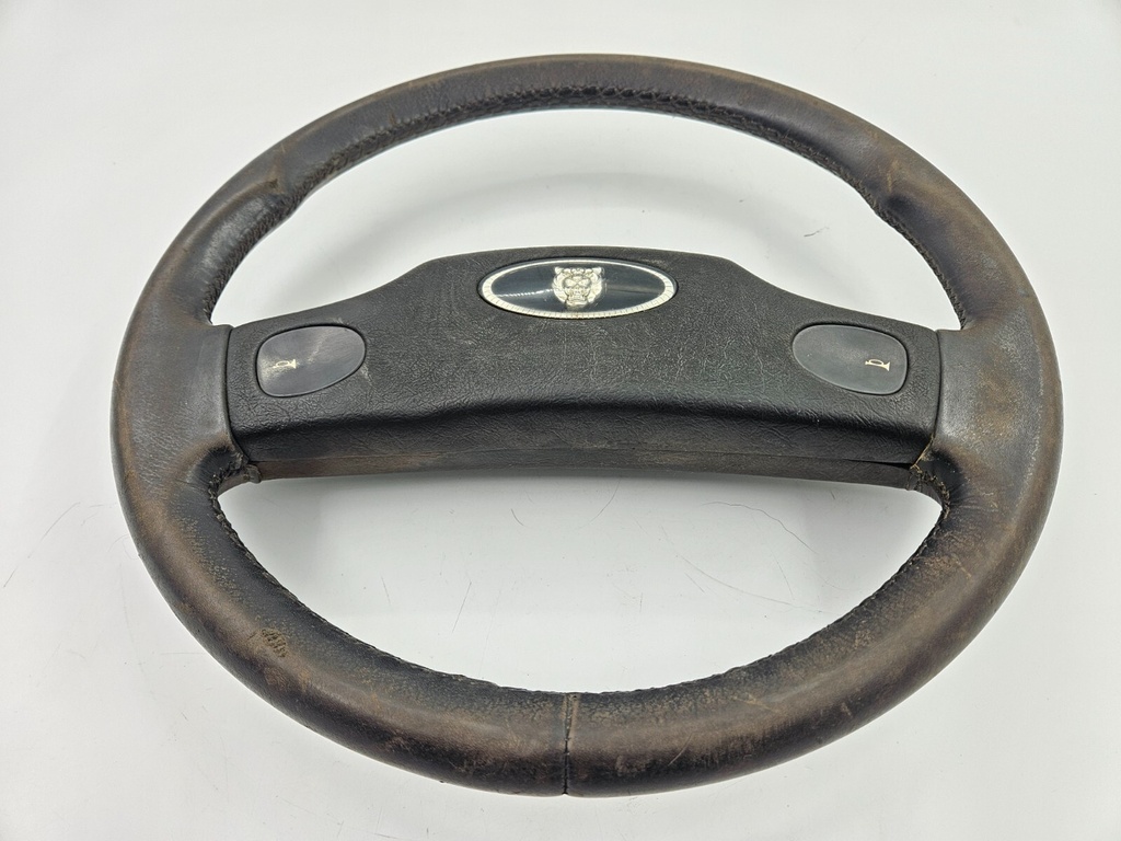 STEERING WHEEL JAGUAR XJ6 XJ12 SERIES 2 3 XJS HORN TWO SPOKE EARLY BLACK LEATHER