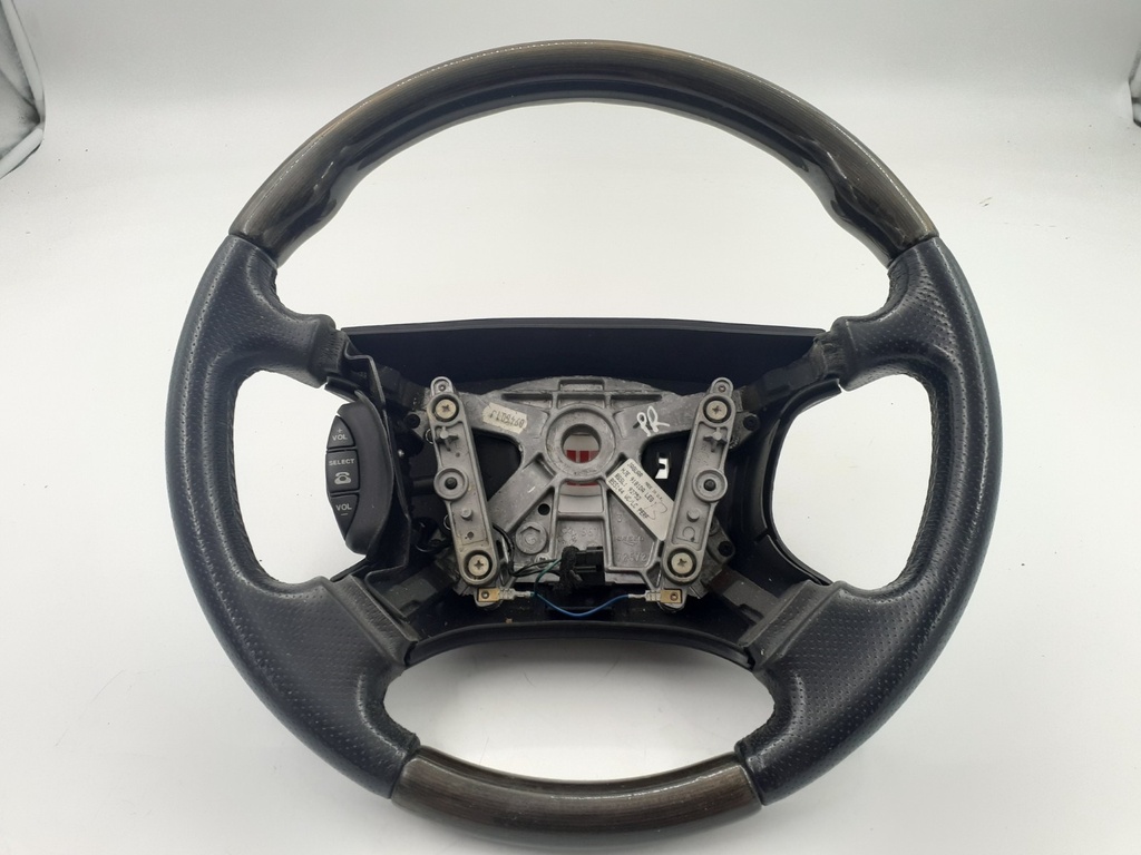 JAGUAR X308 XK8 XKR GREY WOOD STEERING WHEEL BLACK LEATHER TRIM PHONE BUTTONS