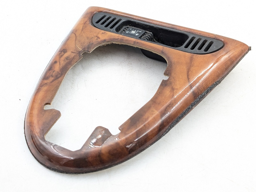 JAGUAR XK8 XKR GEAR CENTRE CONSOLE SURROUND VENEER PANEL WOOD COIN HOLDER