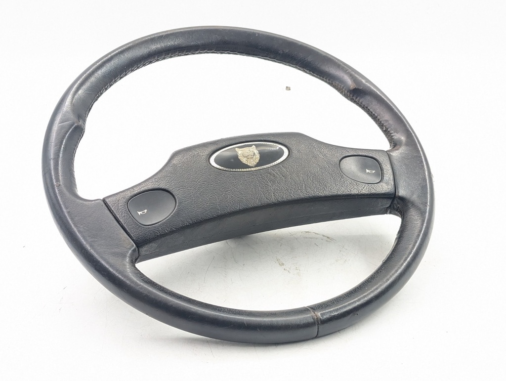 JAGUAR XJ6 XJ12 SERIES 2 3 XJS HORN TWO SPOKE STEERING WHEEL EARLY BLACK LEATHER