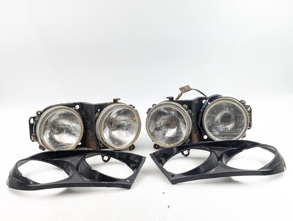 PAIR XJS TWIN HEADLIGHT MOUNTS AND SURROUND CHROME BEZELS LIGHT BRACKETS