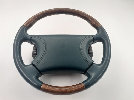 [HJE9181EA-10062 K3] JAGUAR 97-02 XJ8 XJR X308 XK8 XKR WALNUT WOOD STEERING WHEEL TEAL LEATHER